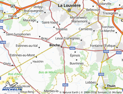 Carte MICHELIN Binche - ViaMichelin
