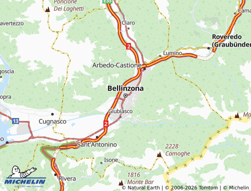 Mapa MICHELIN Bellinzona - ViaMichelin