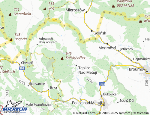MICHELIN-Landkarte Horní Teplice - ViaMichelin