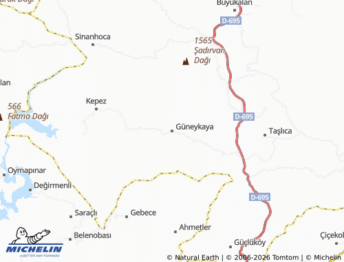 MICHELIN Güneykaya map - ViaMichelin