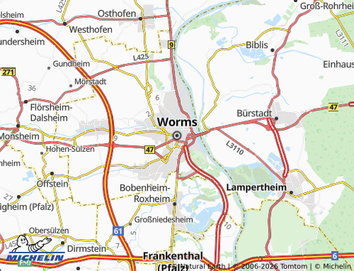 Kaart MICHELIN Worms - ViaMichelin