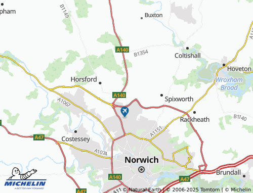 MICHELIN Horsham Saint Faith and Newton Saint Faith map - ViaMichelin
