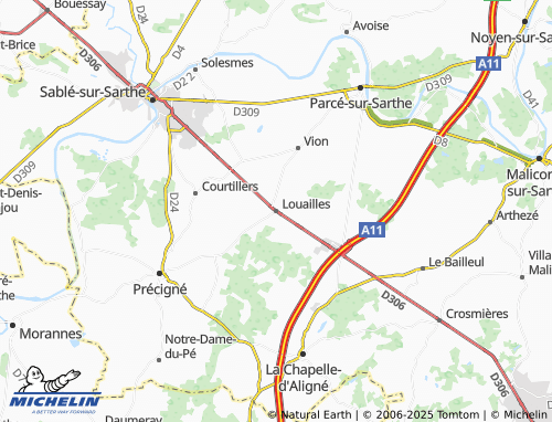 MICHELIN Louailles map - ViaMichelin