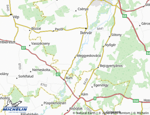MICHELIN Meggyeskovácsi map - ViaMichelin
