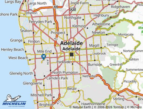 Mapa MICHELIN Adelaide - ViaMichelin