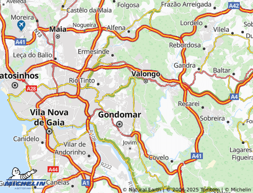 Mapa MICHELIN União das Freguesias de Fânzeres e São Pedro da Cova - ViaMichelin