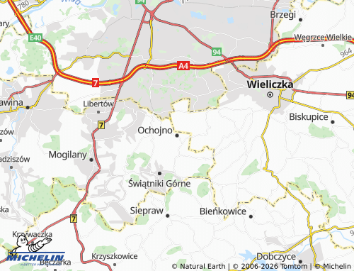 MICHELIN Ochojno map - ViaMichelin