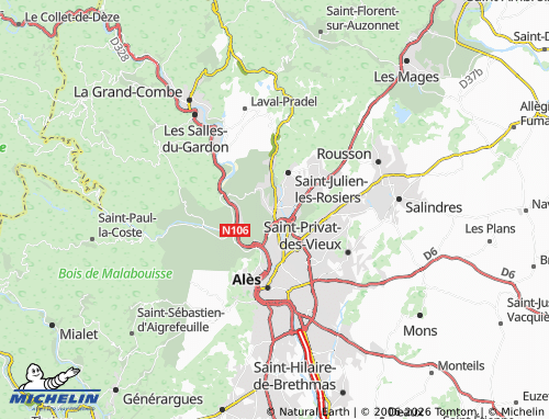 Carte MICHELIN Saint-Martin-de-Valgalgues - ViaMichelin