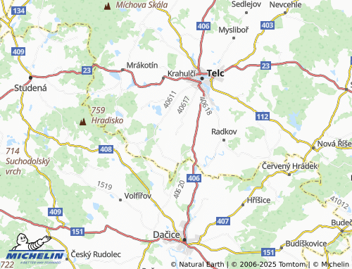 MICHELIN-Landkarte Kostelní Myslová - ViaMichelin