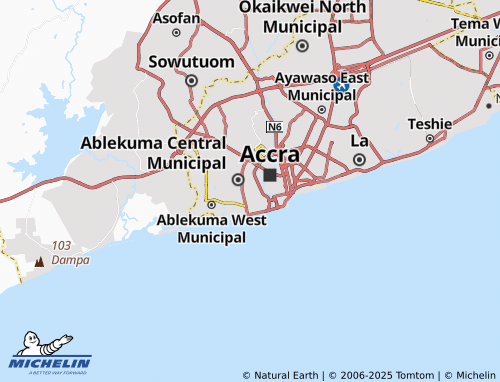 MICHELIN-Landkarte Korle Bu - ViaMichelin