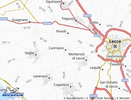 Mapa MICHELIN Carmiano - ViaMichelin