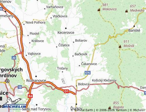 MICHELIN-Landkarte Bačkovík - ViaMichelin