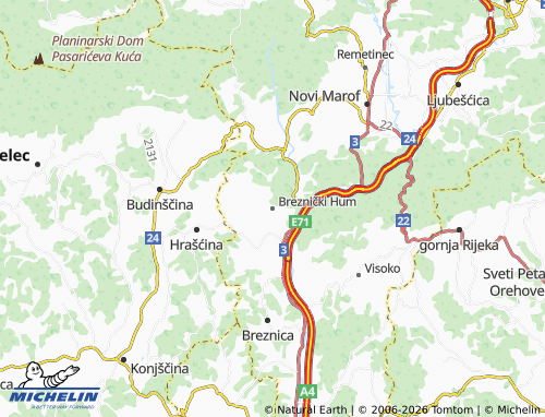 MICHELIN-Landkarte Breznički Hum - ViaMichelin