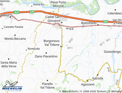 MICHELIN-Landkarte Borgonovo Val Tidone - ViaMichelin