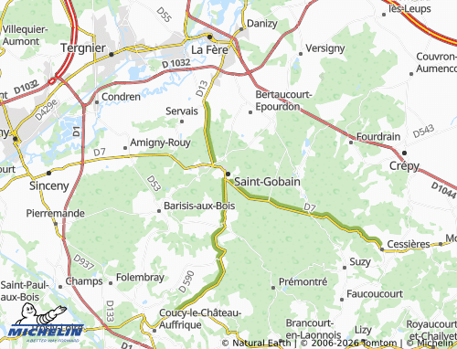 Mappa MICHELIN Saint-Gobain - ViaMichelin