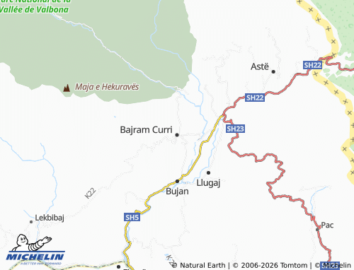 Kaart MICHELIN Bajram Curri - ViaMichelin