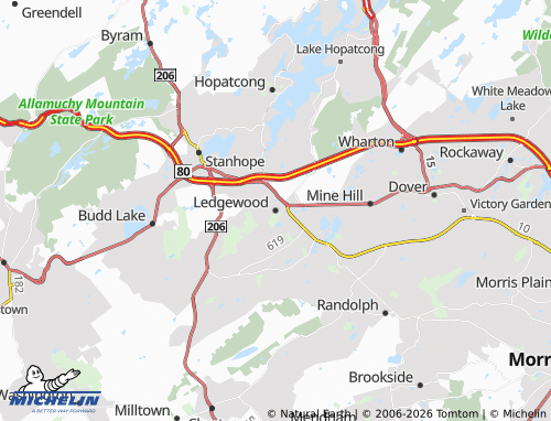Carte MICHELIN Ledgewood - ViaMichelin