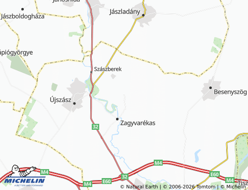 MICHELIN Hosszúhátitanyák map - ViaMichelin