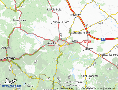 Mappa MICHELIN Avallon - ViaMichelin
