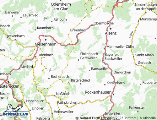 MICHELIN Finkenbach-Gersweiler map - ViaMichelin