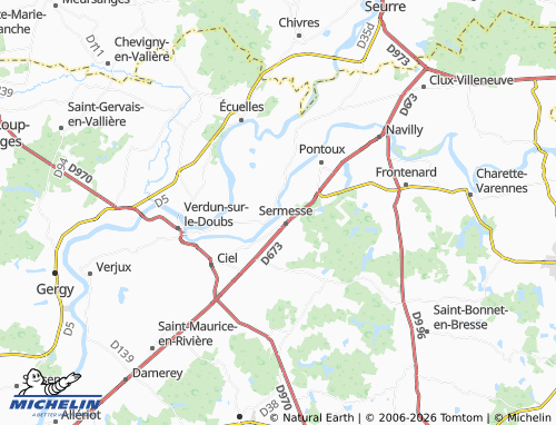 Carte MICHELIN Saunières - ViaMichelin
