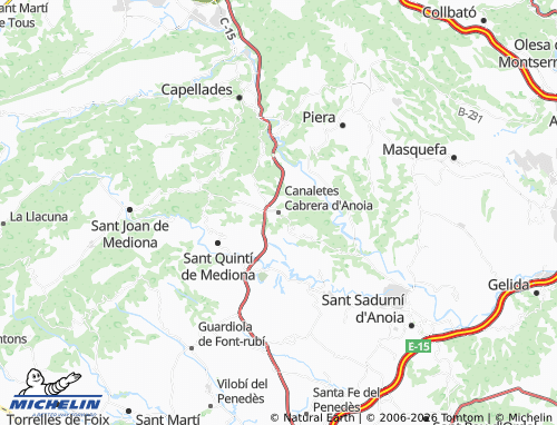 Carte MICHELIN Canaletes Cabrera d'Anoia - ViaMichelin