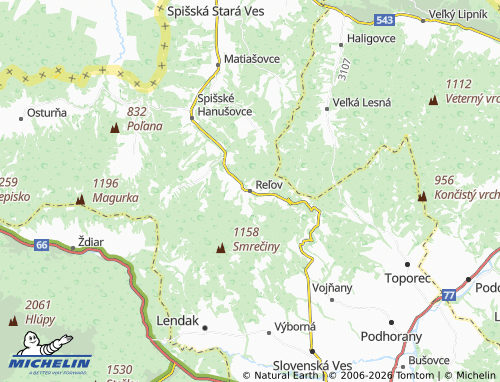 MICHELIN-Landkarte Reľov - ViaMichelin