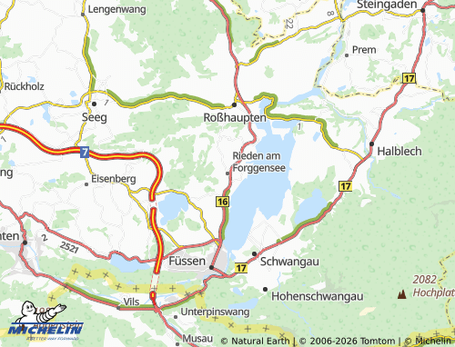 Mappa MICHELIN Rieden am Forggensee - ViaMichelin