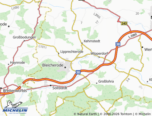 MICHELIN Bleicherode Ost map - ViaMichelin