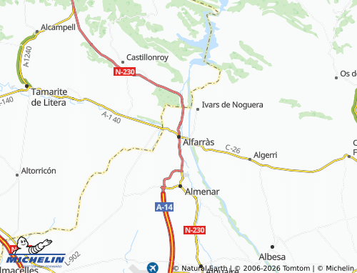 Mapa MICHELIN Alfarràs - ViaMichelin