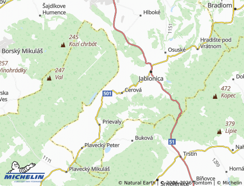 MICHELIN-Landkarte Cerová - ViaMichelin