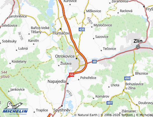 Kaart MICHELIN Otrokovice - ViaMichelin