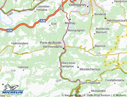 MICHELIN-Landkarte Pont-de-Roide-Vermondans - ViaMichelin