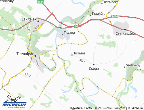 MICHELIN Tiszasas map - ViaMichelin