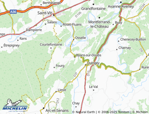 MICHELIN Byans-sur-Doubs map - ViaMichelin