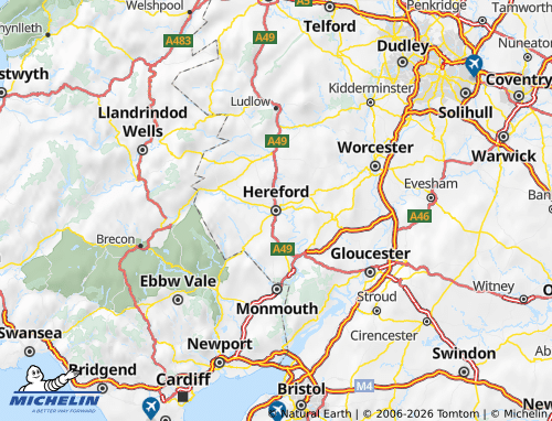 Mappa MICHELIN Contea di Herefordshire - ViaMichelin