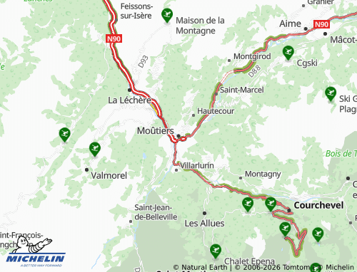 MICHELIN Moûtiers map - ViaMichelin