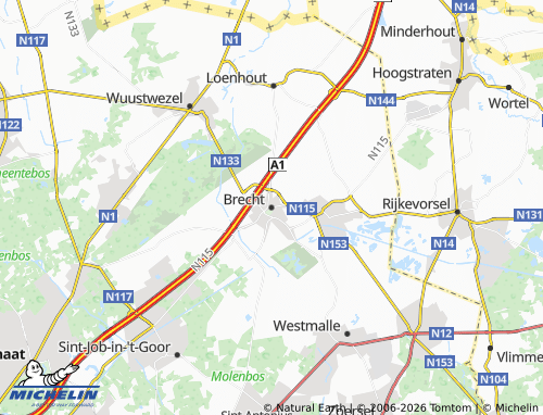 MICHELIN Brecht map - ViaMichelin