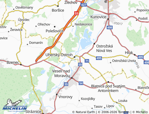 MICHELIN Uherský Ostroh map - ViaMichelin
