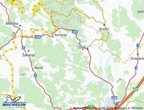 Mapa MICHELIN gornji Oštri vrh Ozaljski - ViaMichelin