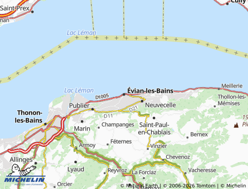 Kaart MICHELIN Évian-les-Bains - ViaMichelin