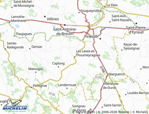 Carte MICHELIN Les Lèves-et-Thoumeyragues - ViaMichelin