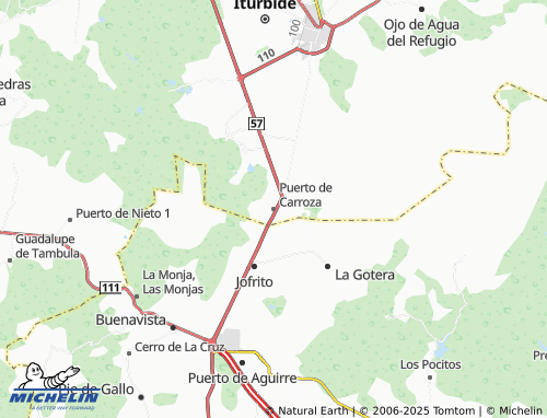 MICHELIN Puerto de Carroza map - ViaMichelin