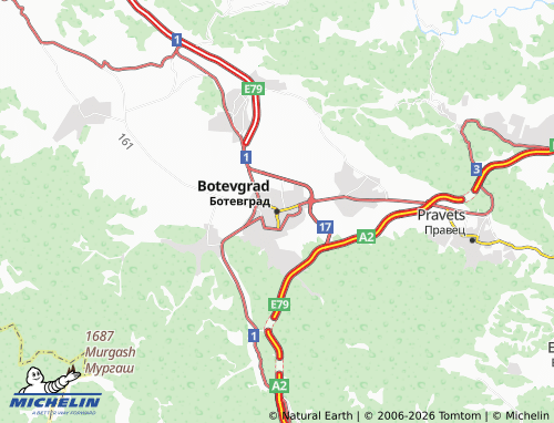 Kaart MICHELIN Botevgrad - ViaMichelin