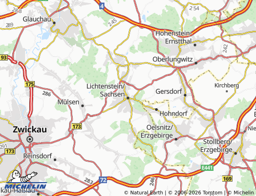 MICHELIN Lichtenstein/Sachsen map - ViaMichelin