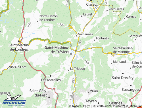 Mappa MICHELIN Saint-Mathieu-de-Tréviers - ViaMichelin