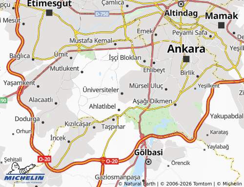 MICHELIN Üniversiteler map - ViaMichelin