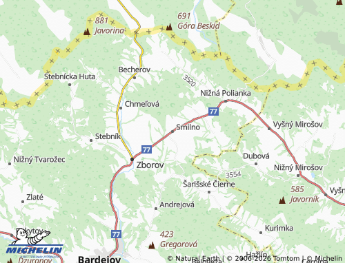 MICHELIN-Landkarte Smilno - ViaMichelin