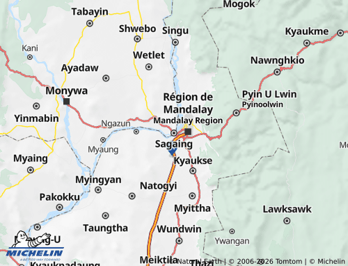 Mapa MICHELIN Distrito de Sagaing - ViaMichelin