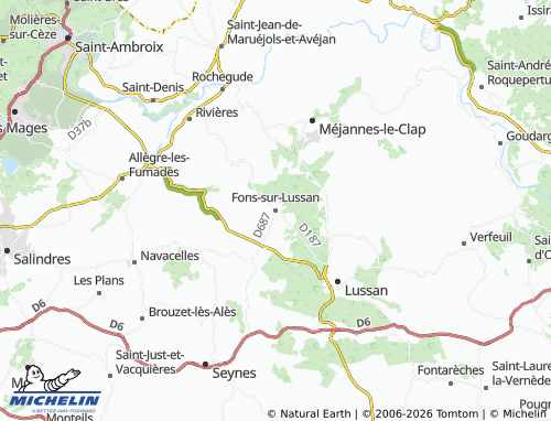 MICHELIN Fons-sur-Lussan map - ViaMichelin